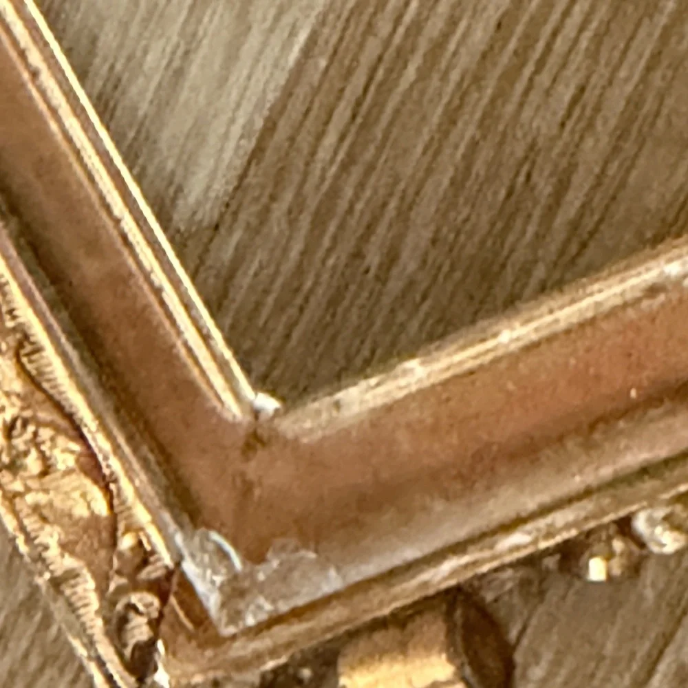 VTG MCM Filigree Ornate White & Gold Tone Metal Brass‎ Picture Photo Frame